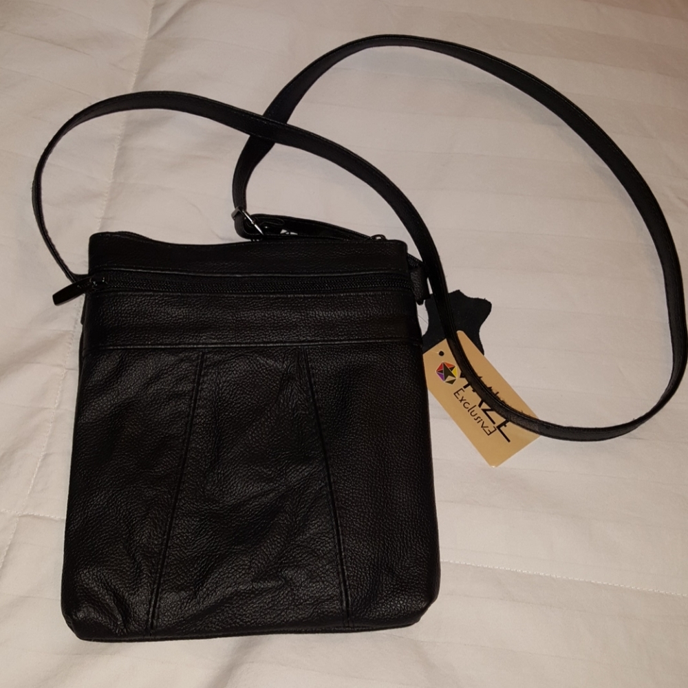 Black Leather Cross Body Purse